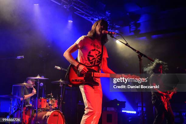 Alan Cage, Walter Schreifels and Sergio Vega of Quicksand perform at Concord Music Hall on July 8, 2018 in Chicago, Illinois.