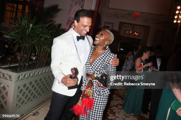 Ari'el Stachel and Cynthia Erivo attend the Tony Awards Gala at the Plaza on June 10, 2018 New York, New York.