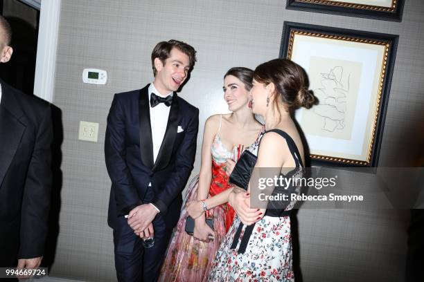 Andrew Garfield and Bee Shaffer attend the 10th Annual O&M Tony Awards party at the Carlyle on June 10, 2018 in New York, New York.