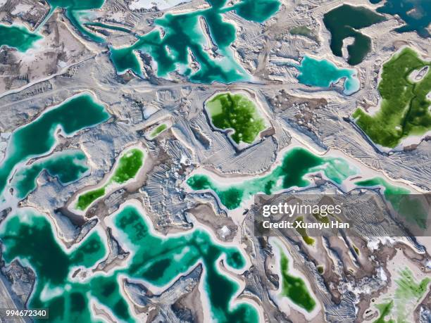 aerial view of salt lake landscape - 青海省 ストックフォトと画像