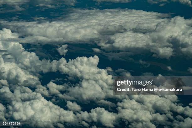 clouds on mekong river in champasak province in laos daytime aerial view from airplane - champasak stock pictures, royalty-free photos & images