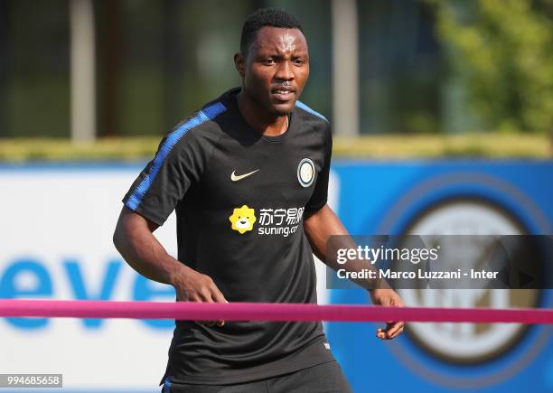 Kwadwo Asamoah of FC Internazionale looks on during the FC Internazionale training session at the club's training ground Suning Training Center in...