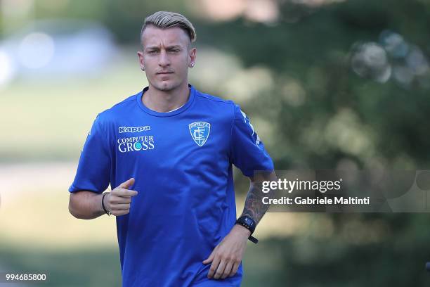 Antonino La Gumina of Empoli Fc in action during the training session on July 9, 2018 in Empoli, Italy.