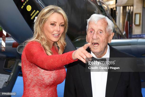 Carol Vorderman and RAF veteran featured in Spitfire, Allan Scott attend the World Premiere of "Spitfire" at The Curzon Mayfair on July 9, 2018 in...