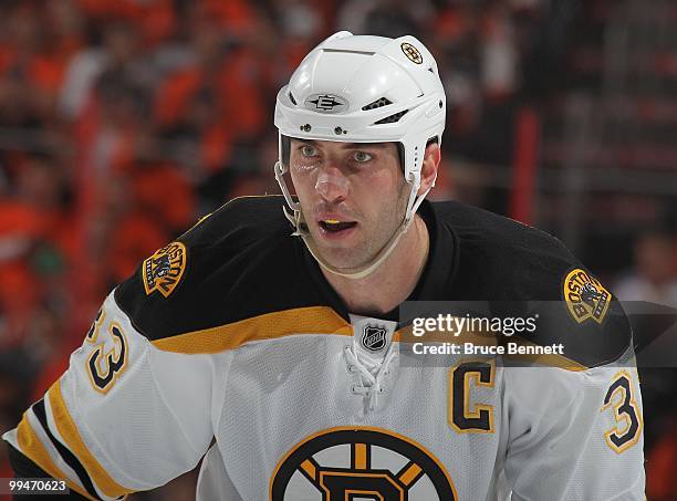 Zdeno Chara of the Boston Bruins skates against the Philadelphia Flyers in Game Six of the Eastern Conference Semifinals during the 2010 NHL Stanley...