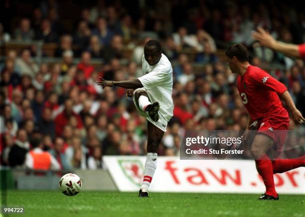 Emmanuel Olisadebe of Poland in action during the World Cup Qualifier against Wales at the Millennium Stadium, Cardiff. Mandatory Credit: Stu...