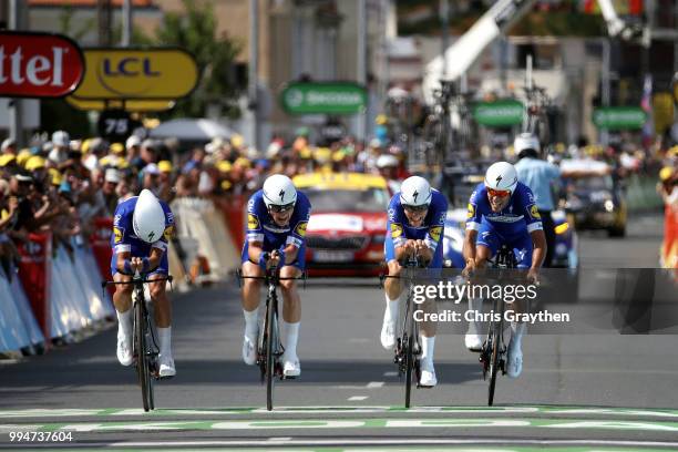 Arrival / Julian Alaphilippe of France / Tim Declercq of Belgium / Fernando Gaviria of Colombia / Philippe Gilbert of Belgium / Bob Jungels of...