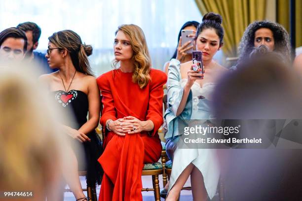Natalia Vodianova and Araya Hargate attend the Ulyana Sergeenko Haute Couture Fall Winter 2018/2019 show as part of Paris Fashion Week on July 3,...