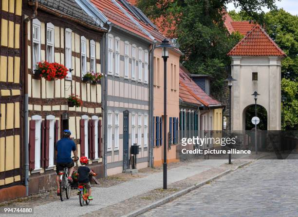 June 2018, Germany, Templin: Half-timbered houses in the Martin Luther stree in Templin. The city councillors of Templin are deciding on the prospect...
