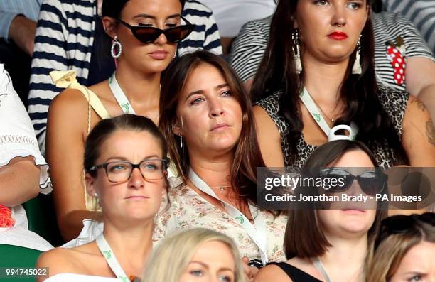 Lisa Snowdon in the stands of centre court on day seven of the Wimbledon Championships at the All England Lawn Tennis and Croquet Club, Wimbledon.