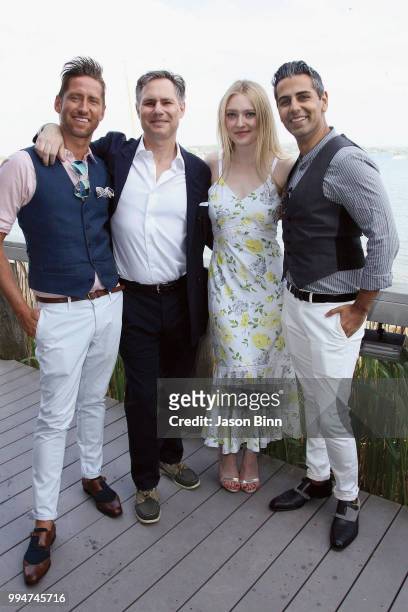 Ryan Russell, Jason Binn, Dakota Fanning, Sanjay Hathiramin circa spring 2018 in New York City.