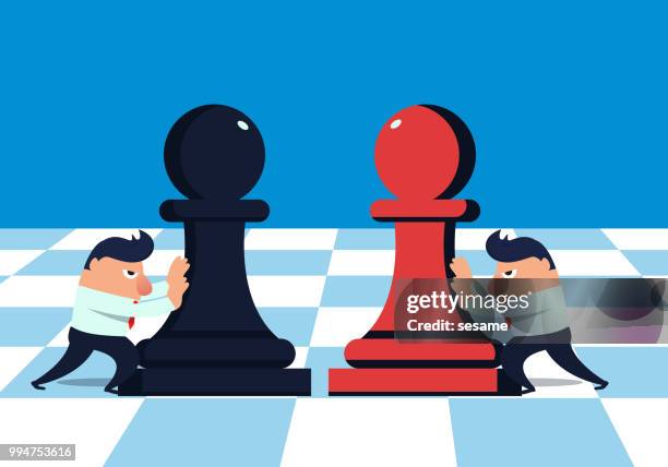 two businessmen playing chess - man playing chess stock illustrations