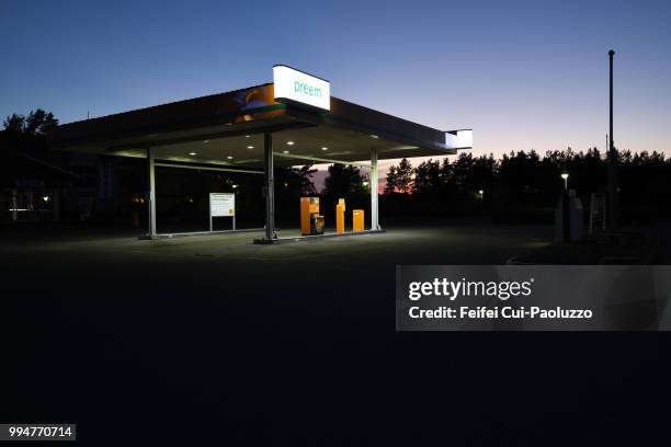 gas station at jönköping, sweden - jönköping bildbanksfoton och bilder