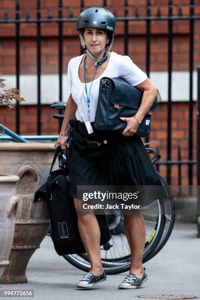 Marina Wheeler, wife of former British Foreign Secretary Boris Johnson, arrives at the Foreign Secretary's grace-and-favour residence, a flat in...