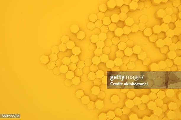 hexagonal, honeycomb abstract 3d background - yellow abstract stock pictures, royalty-free photos & images