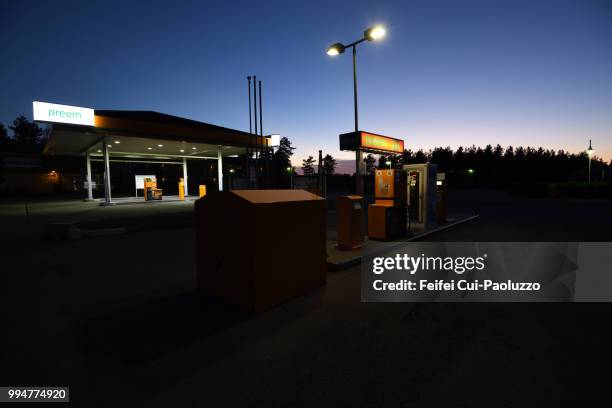 gas station at jönköping, sweden - jonkoping stock pictures, royalty-free photos & images