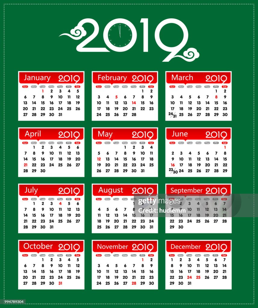 Vector Year of 2019 Calendar background