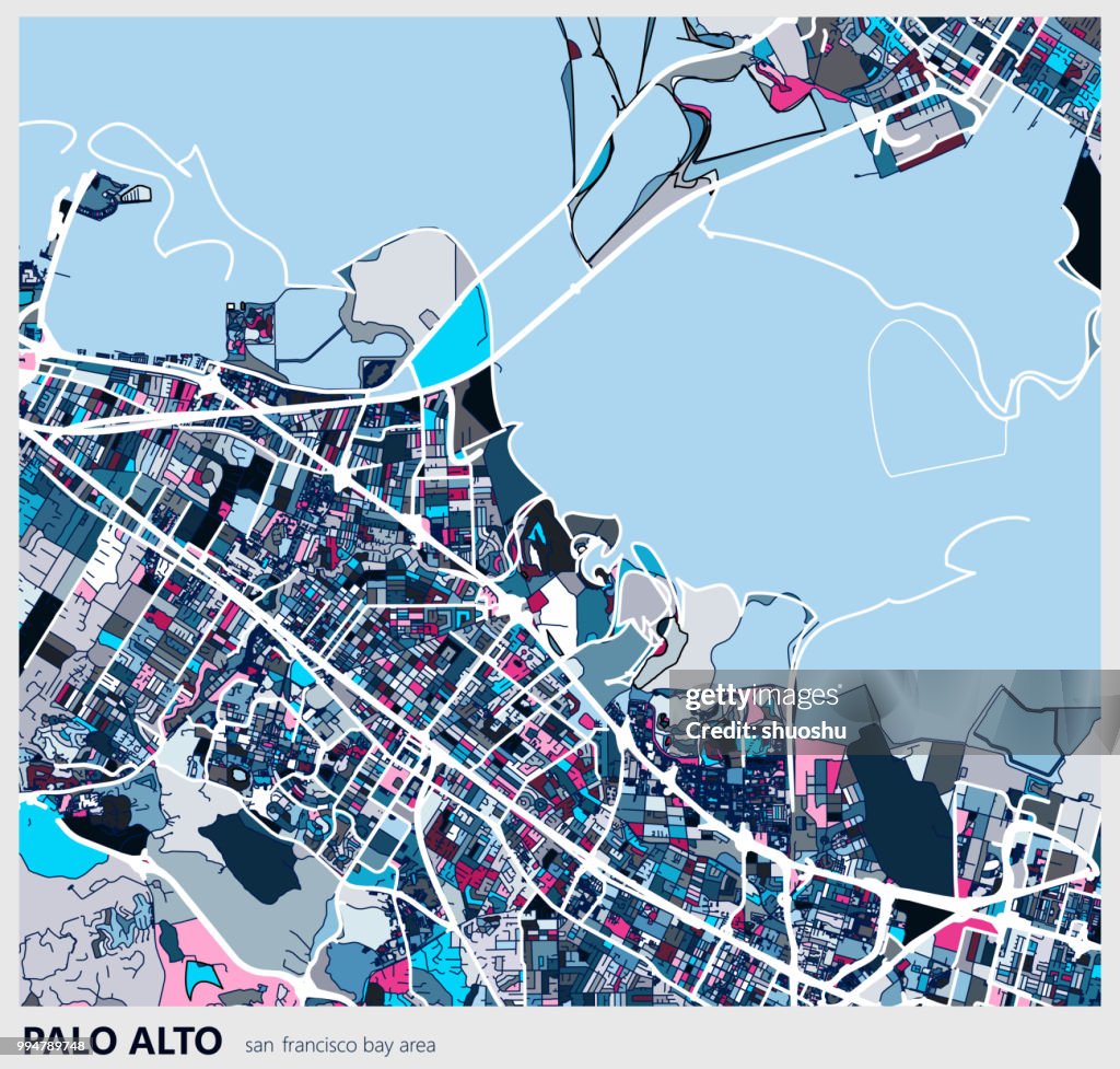 Digital art map background,Palo alto city