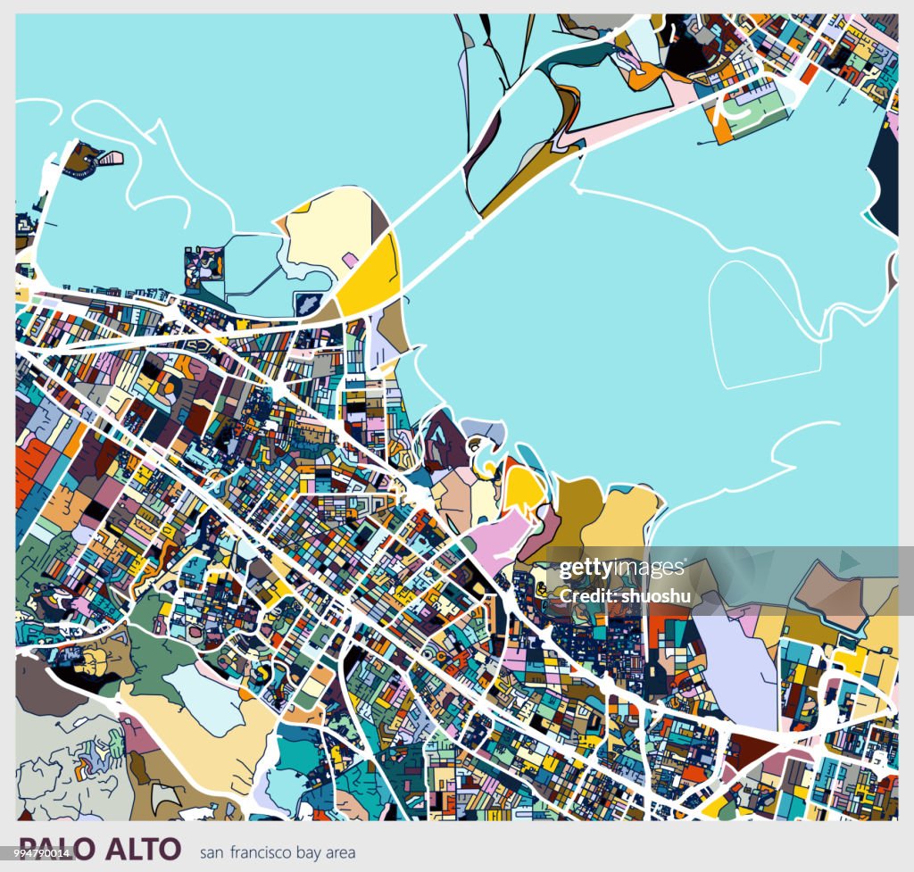 Digital art map background,Palo alto city