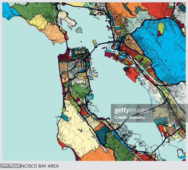 art illustration background,san francisco bay area map - oakland california stock illustrations