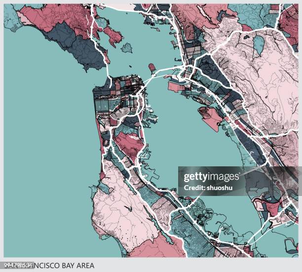 art illustration background,san francisco bay area map - silicon valley aerial stock illustrations