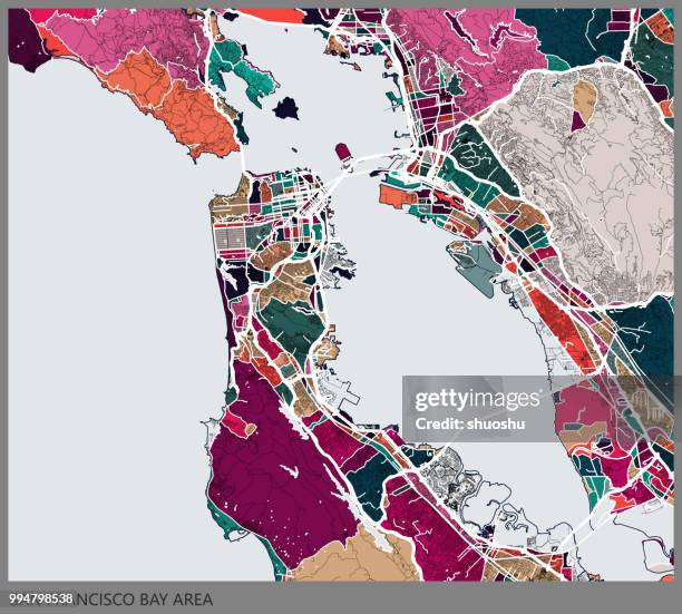 art illustration background,san francisco bay area map - palo alto california stock illustrations