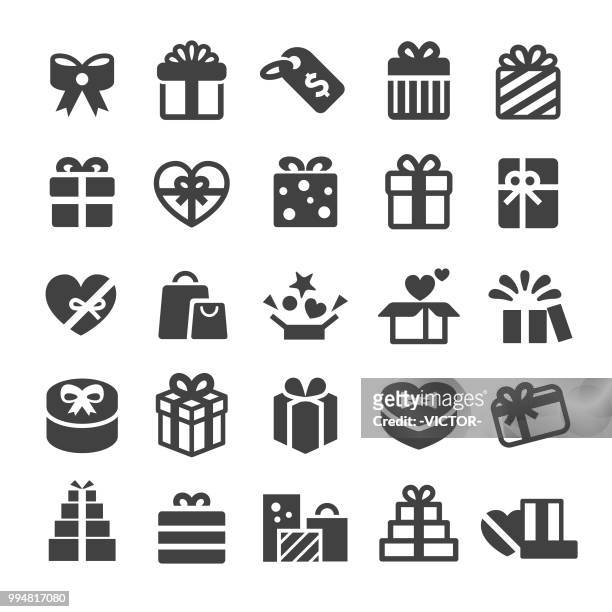 gift boxes icons - smart series - december birthday stock illustrations
