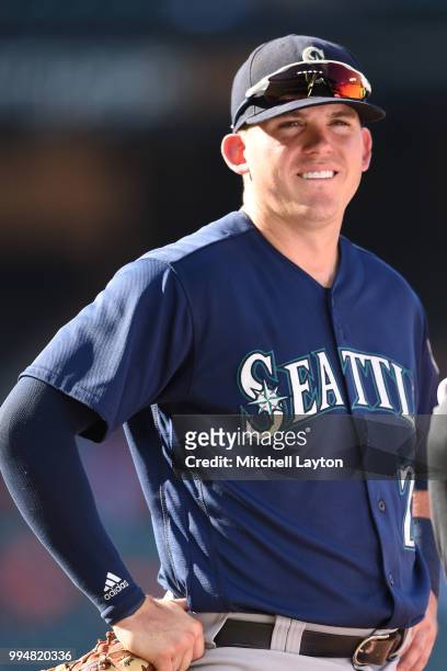 Ryon Healy of the Seattle Mariners looks on during a baseball game against the Baltimore Orioles at Oriole Park at Camden Yards on June 28, 2018 in...