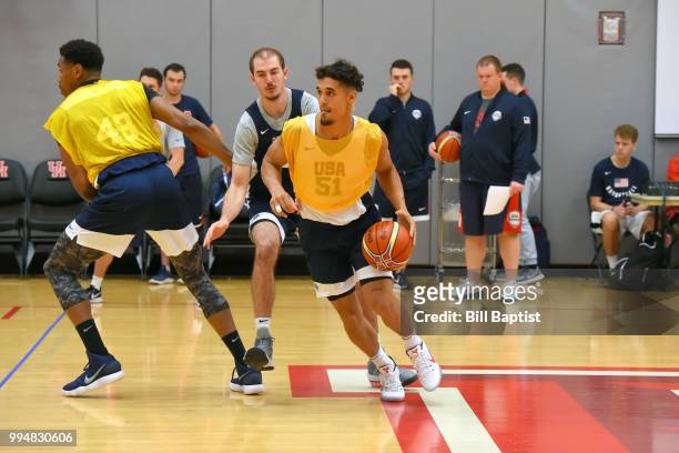 Nick Johnson of Team USA handles the ball during practice on June 24, 2018 at the University of Houston in Houston, Texas. NOTE TO USER: User...