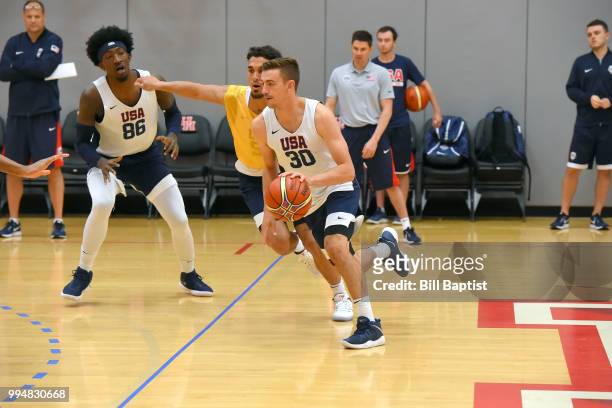 David Stockton of Team USA handles the ball during practice on June 24, 2018 at the University of Houston in Houston, Texas. NOTE TO USER: User...