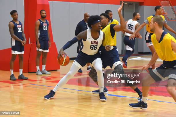 Rashawn Thomas of Team USA handles the ball during practice on June 24, 2018 at the University of Houston in Houston, Texas. NOTE TO USER: User...