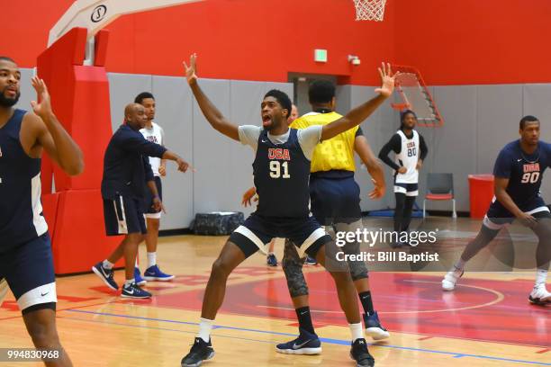 Amile Jefferson of Team USA posts up during practice on June 24, 2018 at the University of Houston in Houston, Texas. NOTE TO USER: User expressly...