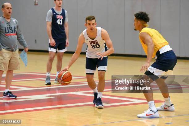 David Stockton of Team USA handles the ball during practice on June 24, 2018 at the University of Houston in Houston, Texas. NOTE TO USER: User...