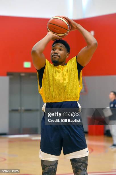 Kevin Jones of Team USA shoots the ball during practice on June 24, 2018 at the University of Houston in Houston, Texas. NOTE TO USER: User expressly...