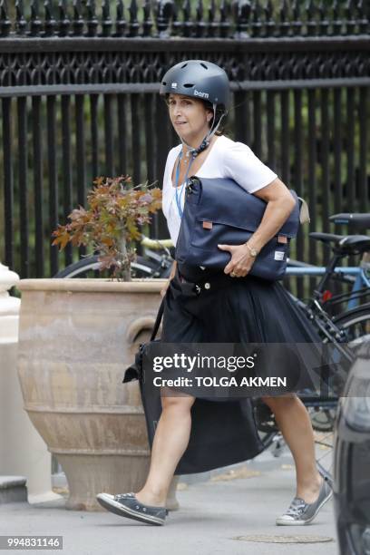 Marina Wheeler, British lawyer and the wife of Britain's Foreign Secretary Boris Johnson, arrives at the official residence of the Foreign Secretary...