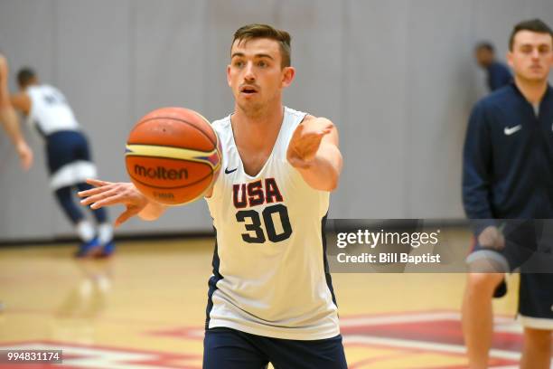 David Stockton of Team USA passes the ball during practice on June 24, 2018 at the University of Houston in Houston, Texas. NOTE TO USER: User...