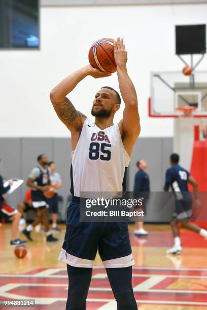 Trey McKinney Jones of Team USA shoots the ball during practice on June 24, 2018 at the University of Houston in Houston, Texas. NOTE TO USER: User...