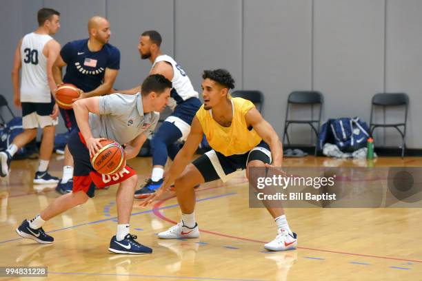 Nick Johnson of Team USA plays defense during practice on June 24, 2018 at the University of Houston in Houston, Texas. NOTE TO USER: User expressly...
