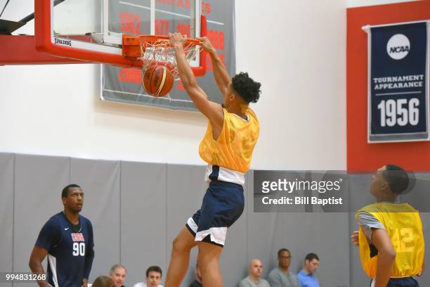 Nick Johnson of Team USA dunks the ball during practice on June 24, 2018 at the University of Houston in Houston, Texas. NOTE TO USER: User expressly...