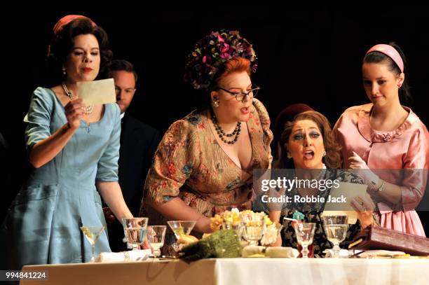 Ana Maria Martinez as Alice Ford, Marie-Nicole Lemieux as Mistress Quickly, Marie McLaughlin as Meg Page and Anna Prohaska as Nannetta in the Royal...