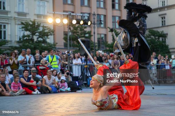 The Kiev Street Theatre 'Highlights' from Ukraine performances 'Dance Pageant' during the 31. ULICA International Street Theatre Festival at the Main...