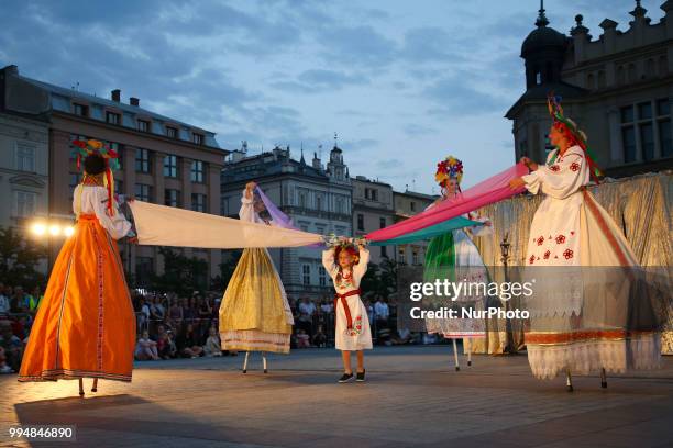 The Kiev Street Theatre 'Highlights' from Ukraine performances 'Dance Pageant' during the 31. ULICA International Street Theatre Festival at the Main...