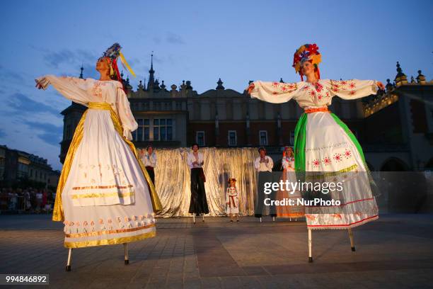 The Kiev Street Theatre 'Highlights' from Ukraine performances 'Dance Pageant' during the 31. ULICA International Street Theatre Festival at the Main...