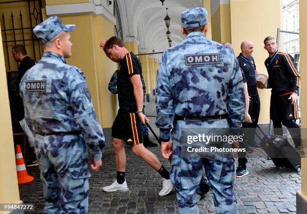 Jan Vertonghen defender of Belgium, Toby Alderweireld defender of Belgium pictured during the arrival of the National Soccer Team of Belgium prior to...