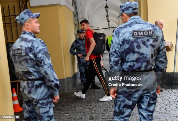 Thibaut Courtois goalkeeper of Belgium pictured during the arrival of the National Soccer Team of Belgium prior to the FIFA 2018 World Cup Russia...