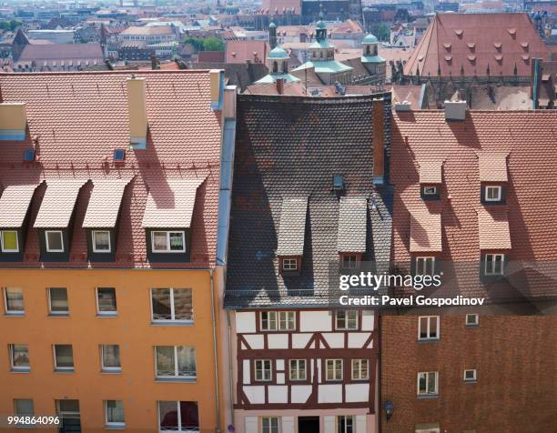 roofs of half-timbered houses in nuremberg's (nürnberg) old town - pavel gospodinov stock pictures, royalty-free photos & images