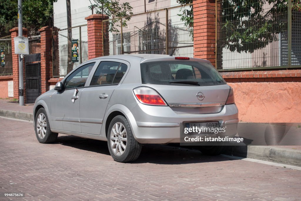 Opel Astra parking in the street