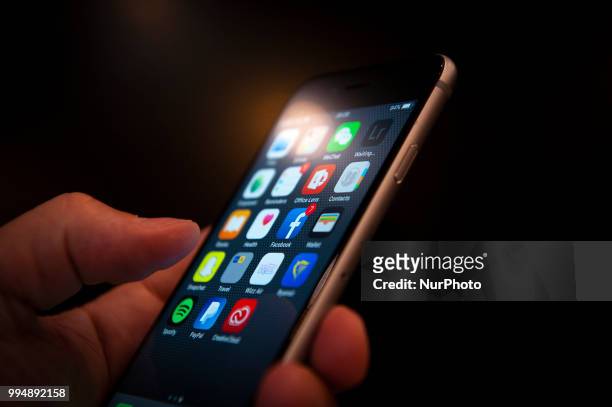 An iphone homescreen is seen in this photo illustration on July 9, 2018.