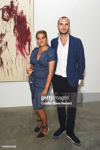 Tracey Emin and Harry Weller attend the White Cube summer party in celebration of "Memory Palace" at White Cube Bermondsey on July 9, 2018 in London,...