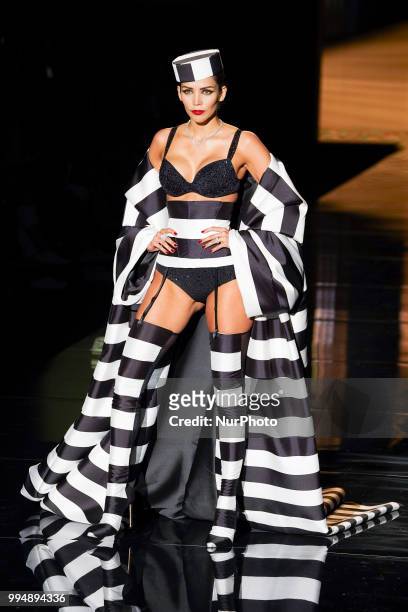 Rosanna Zanetti presents a creation by Spanish ANDES SARDA at the fashion show at the Mercedes-Benz Fashion Week Madrid Spring-Summer 2019, in IFEMA...